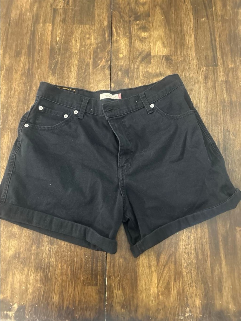 Levi's Black Cuffed Denim Shorts